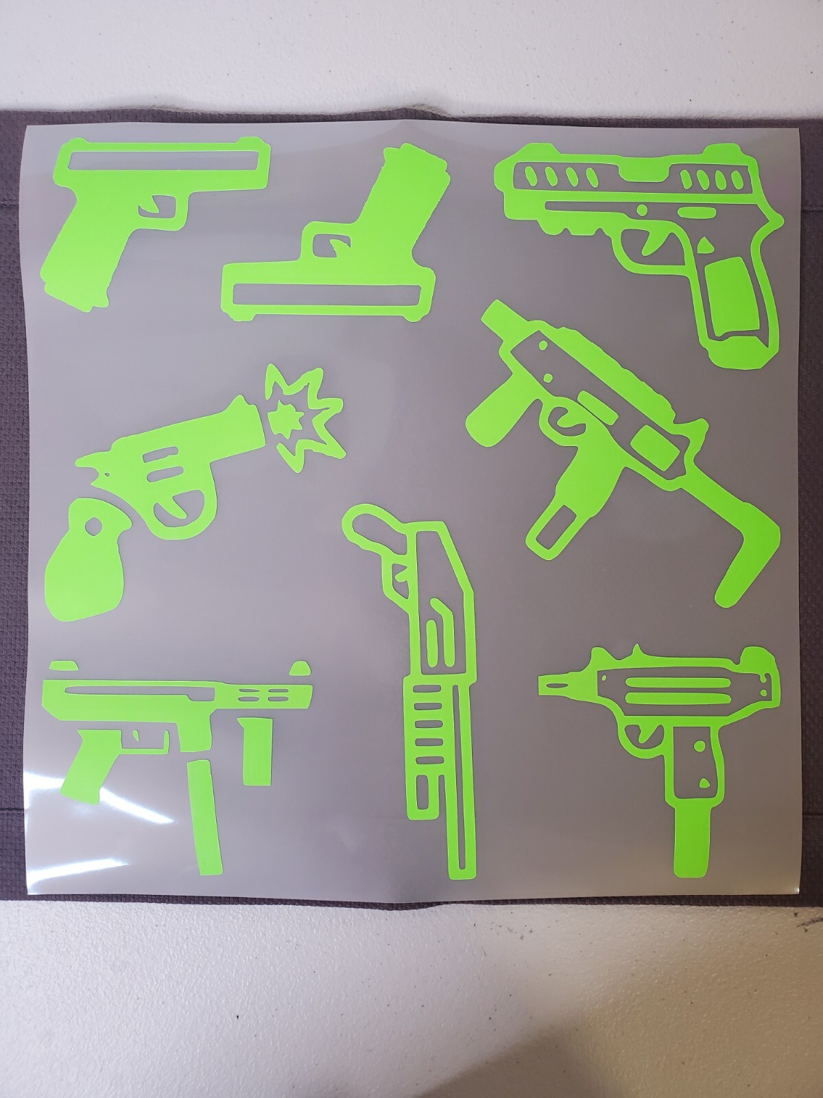 Glow In The Dark Vinyl Decals Guns Pew Pew Mixed Lit Studios Decor Full Sheets