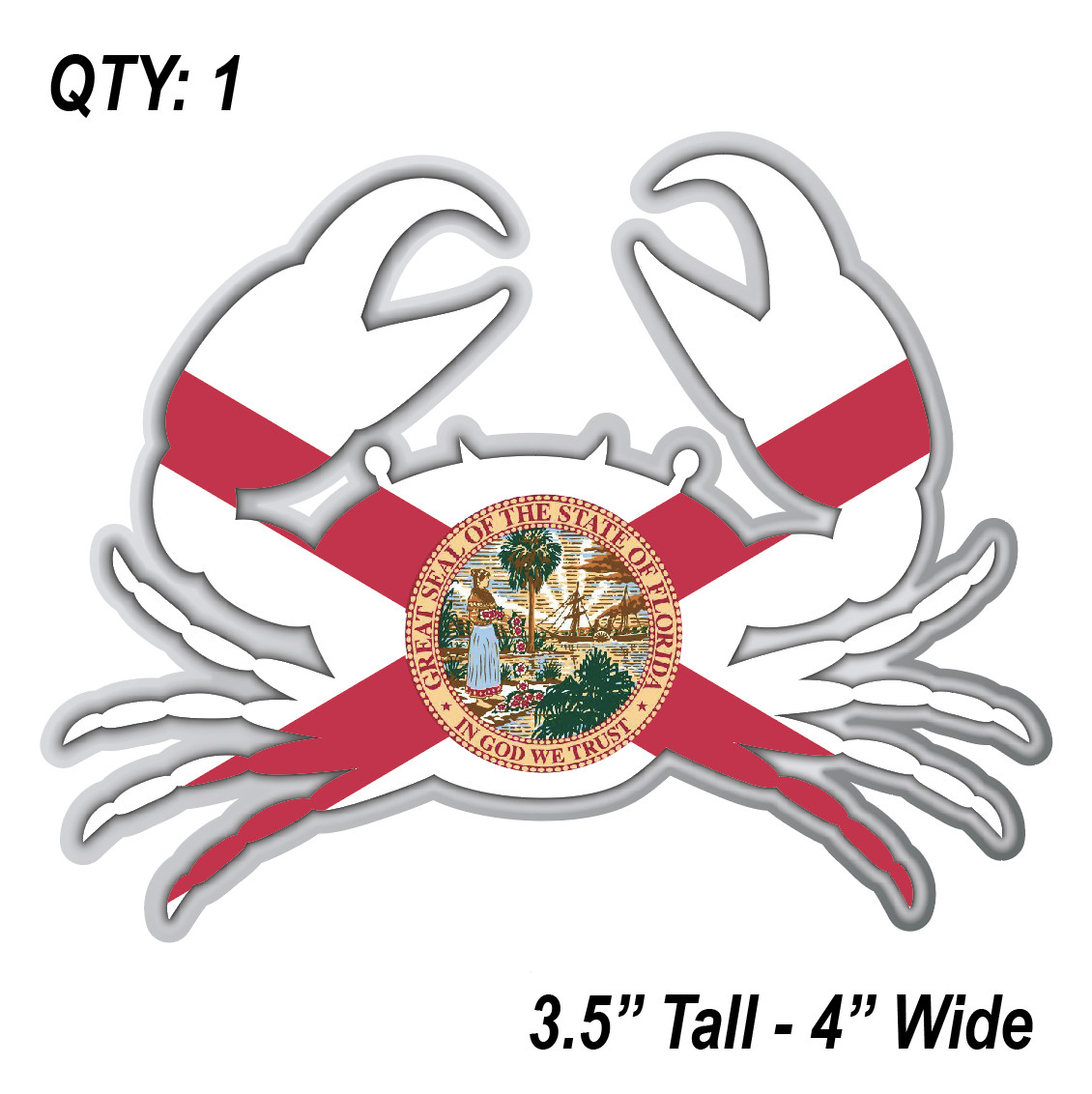 (1) ONE Florida Crab Flag Fish Decal Sticker Car Boating Boat Beach Ocean New