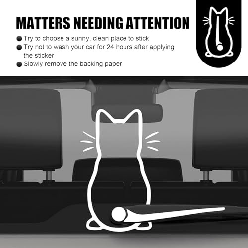Cute Cat Car Rear Windshield Wiper Decal, Waterproof Vinyl Cute Cat Tail