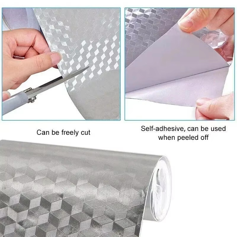 Kitchen Oil Proof Wallpaper Self Adhesive Aluminum Foil Sticker Waterproof Heat