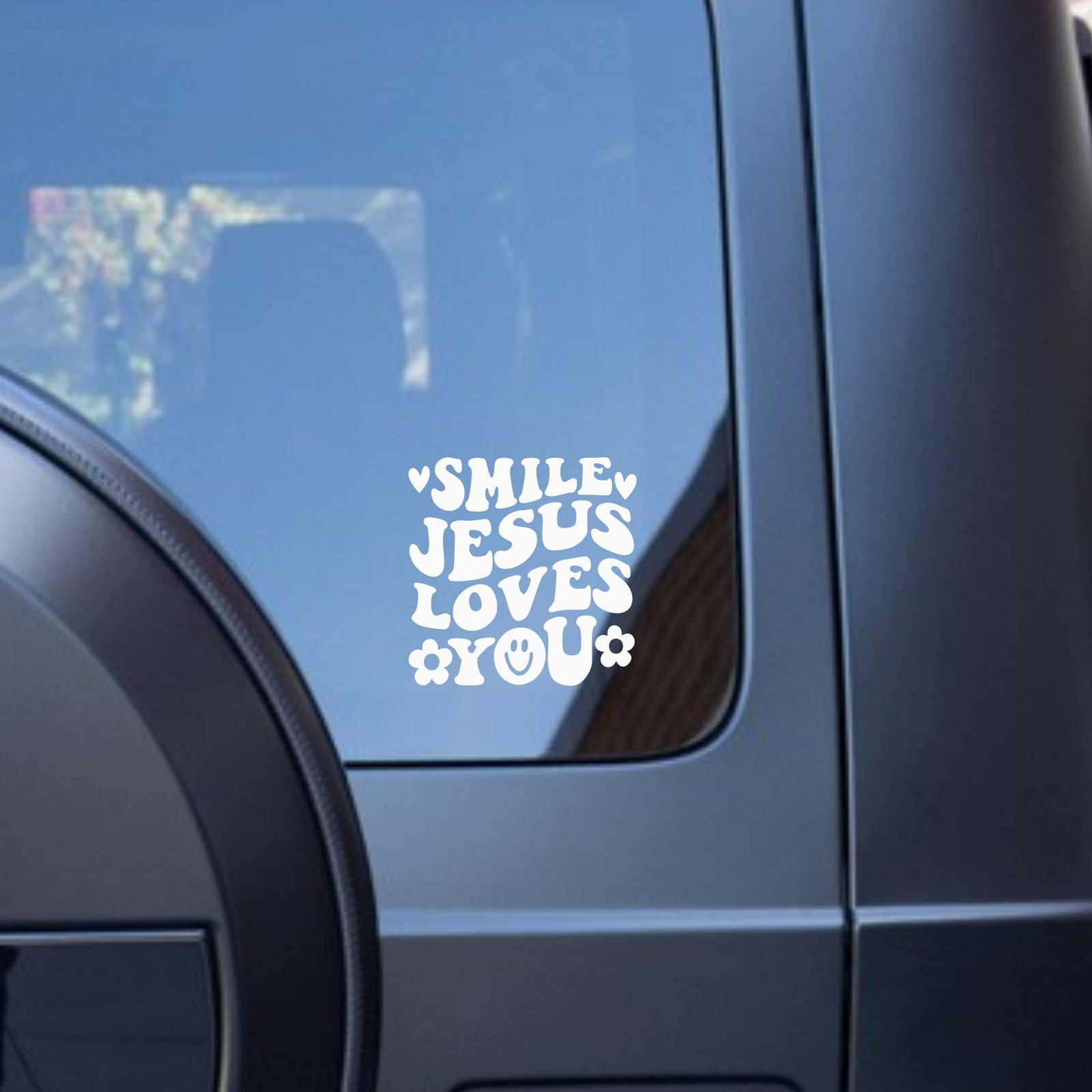 Smile, Jesus Loves You – Christian Car Vinyl Decal Bumper Sticker for Car