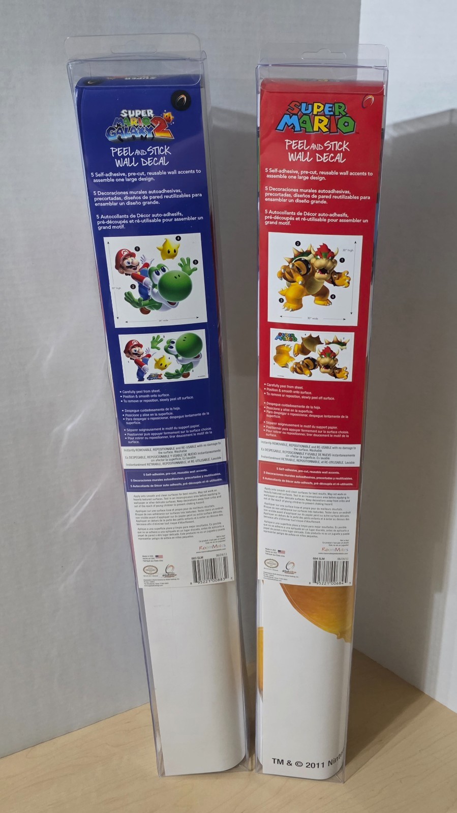 Rare Official Nintendo Super Mario Galaxy 2 Yoshi & Bowser Giant Wall Decal Sets