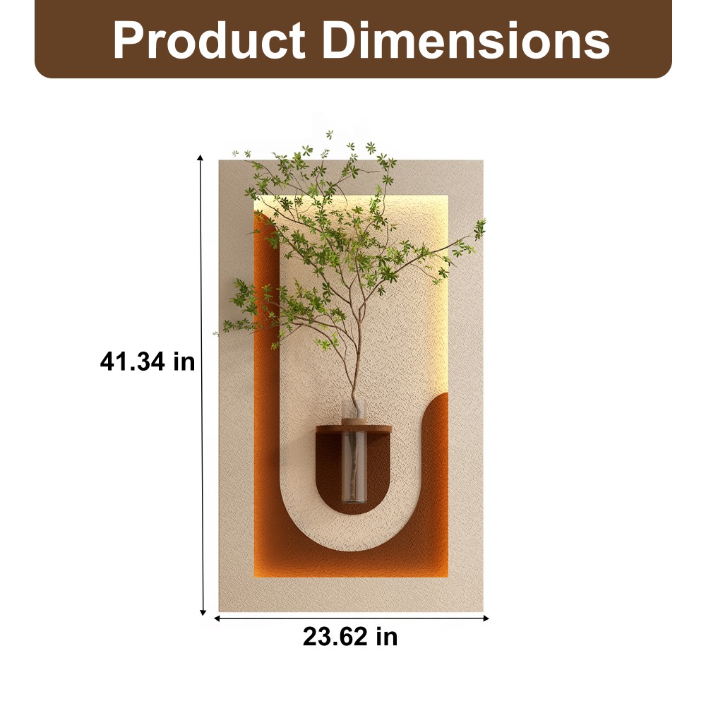 Adjustable 3-Color LED Sandstone Wall Decor with Simulated Green Plants