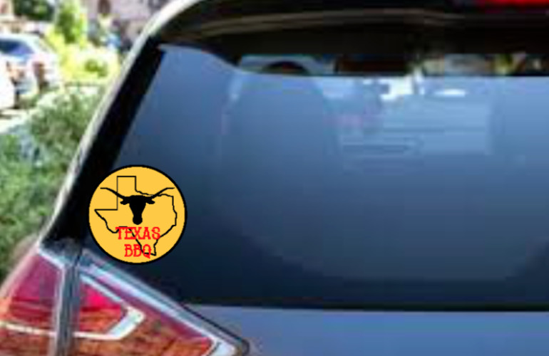 BBQ (Texas) – 4" Car Vinyl Decal Laptop Cooler Trailer Golf Cart Beer Fridge Bar