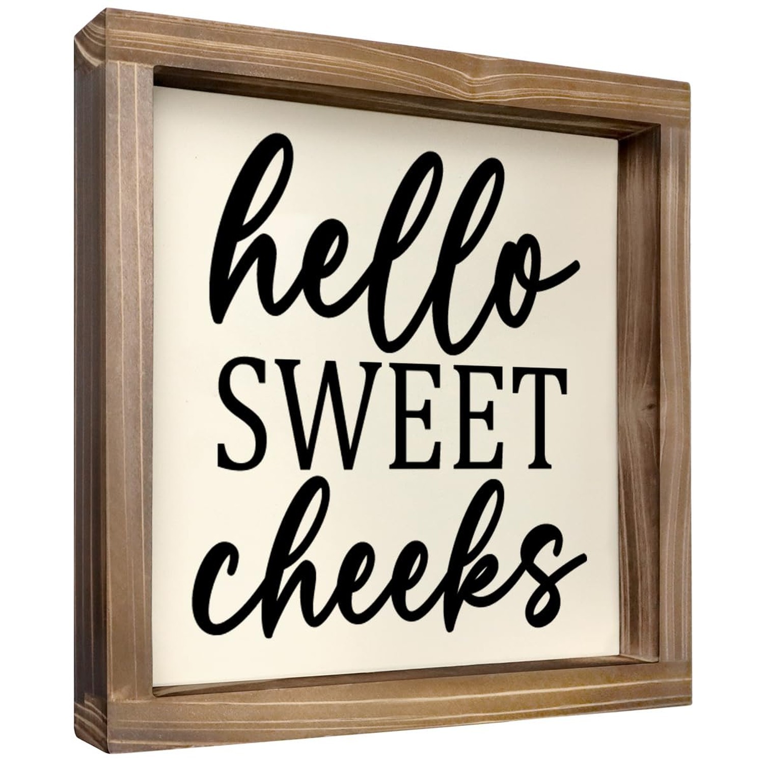 Kas Home Rustic Farmhouse Bathroom Decor – Cute 'Hello Sweet Cheeks' Wooden S…