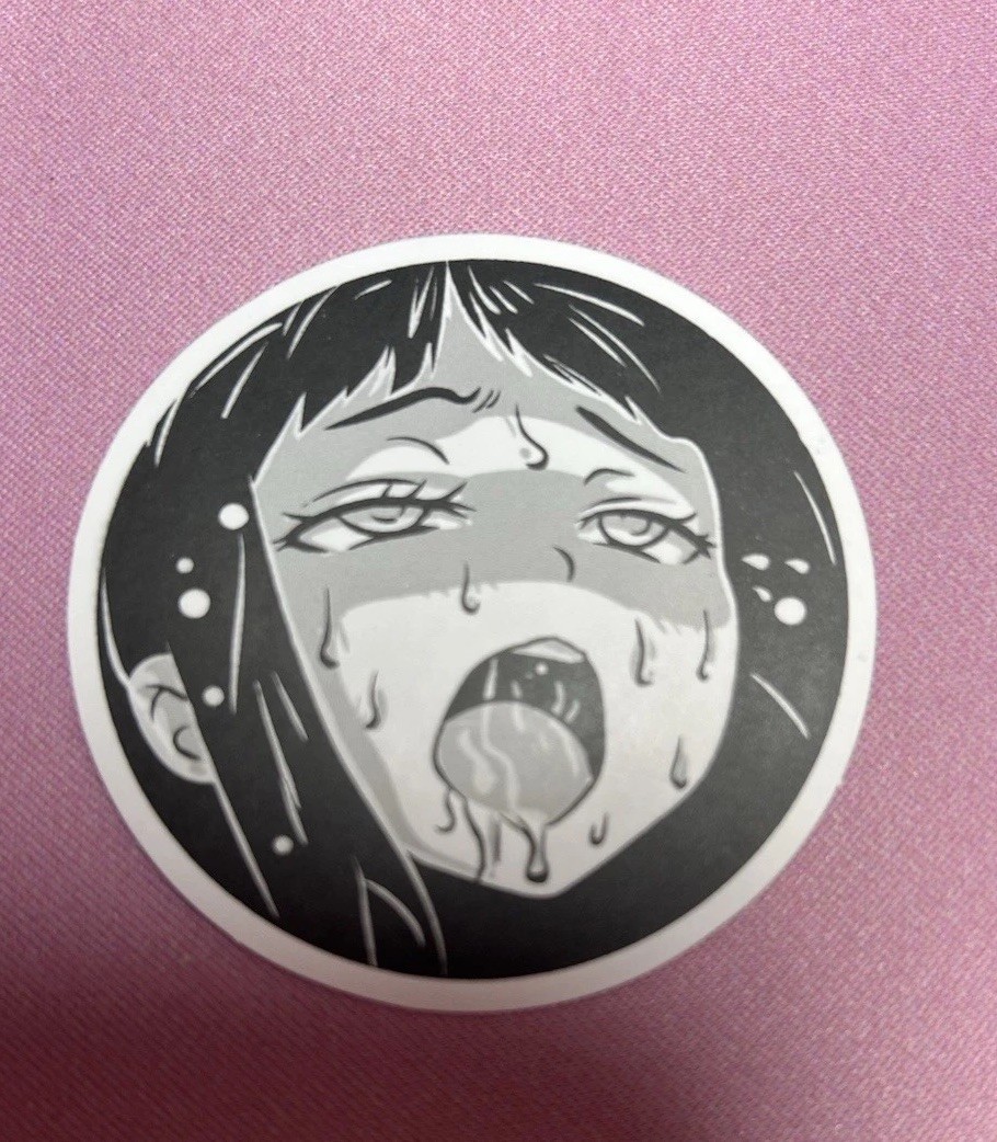 black and white waifu lewd stickers #6