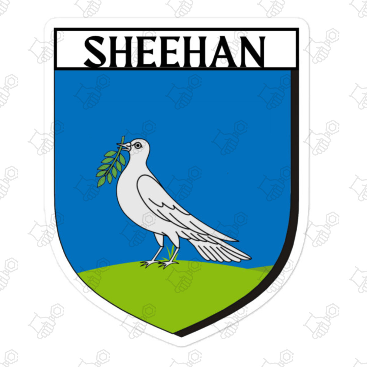 Sheehan Family Coat of Arms Vinyl Sticker, Sheehan Family Crest Bumper Sticker