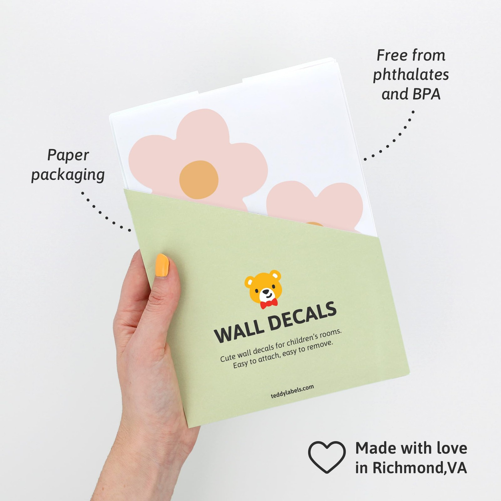– Daisy Blush Pink Boho Flowers Decals – Easy-to-Apply & Removable Wall Stick…