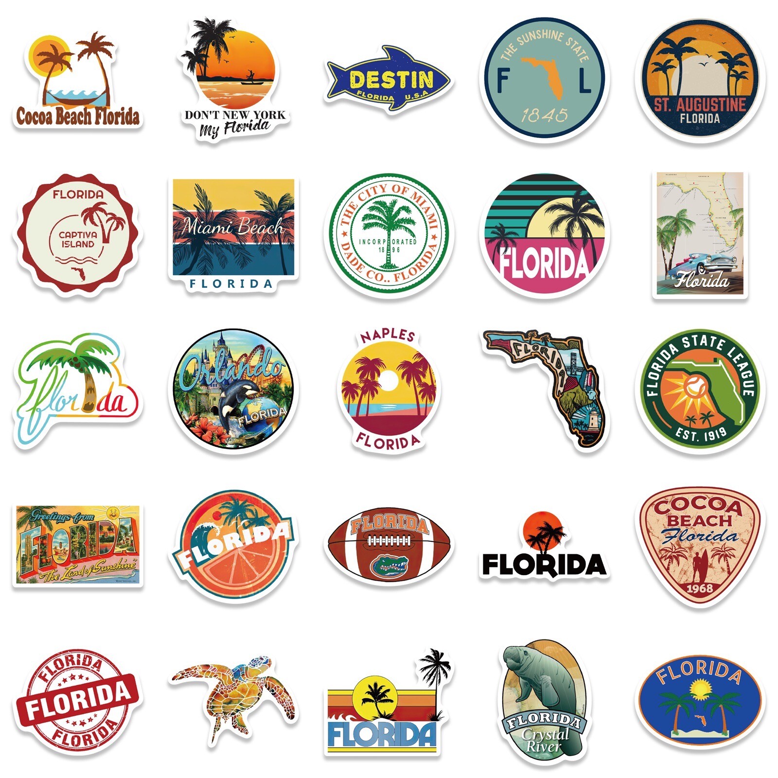 10 Random Florida Stickers FL Sunshine State Decals Laptop Hydro Free Shipping!