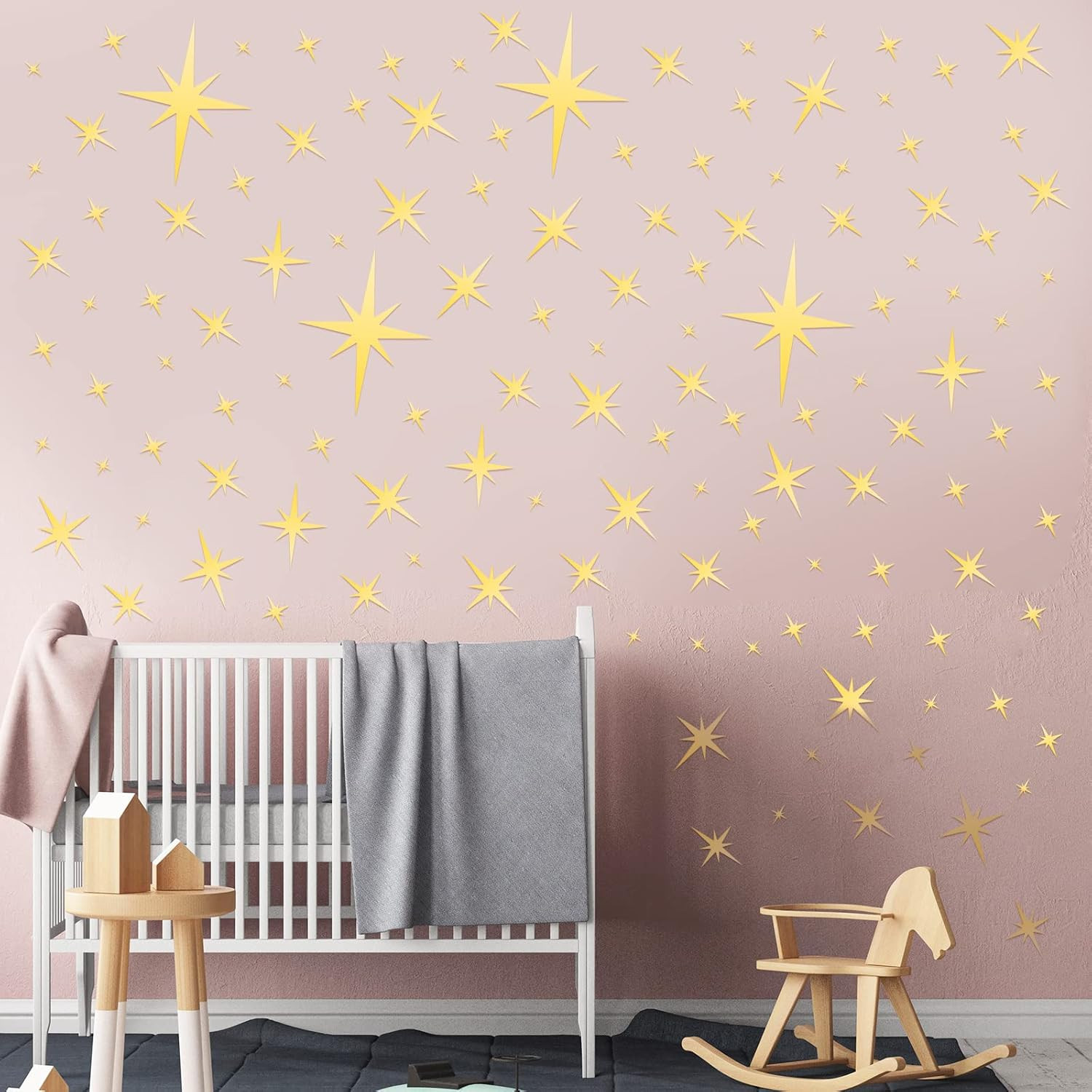 82 Pieces Mirror Wall Stickers Star Wall Decals Decor Removable 3D Acrylic Mi…