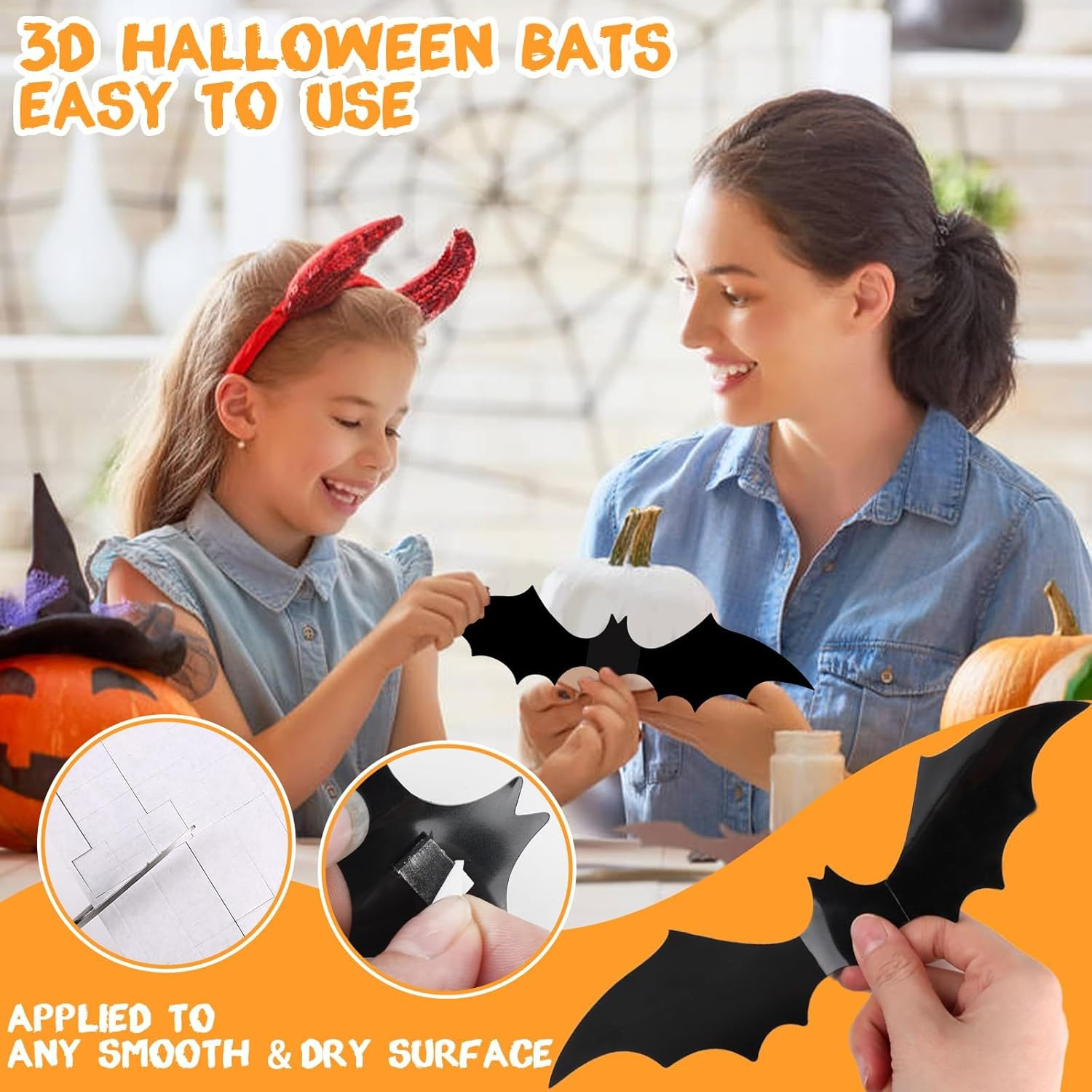 Bats Wall Decor, 120 Pcs 3D Bat Halloween Decoration Stickers for Home Decor 4 S