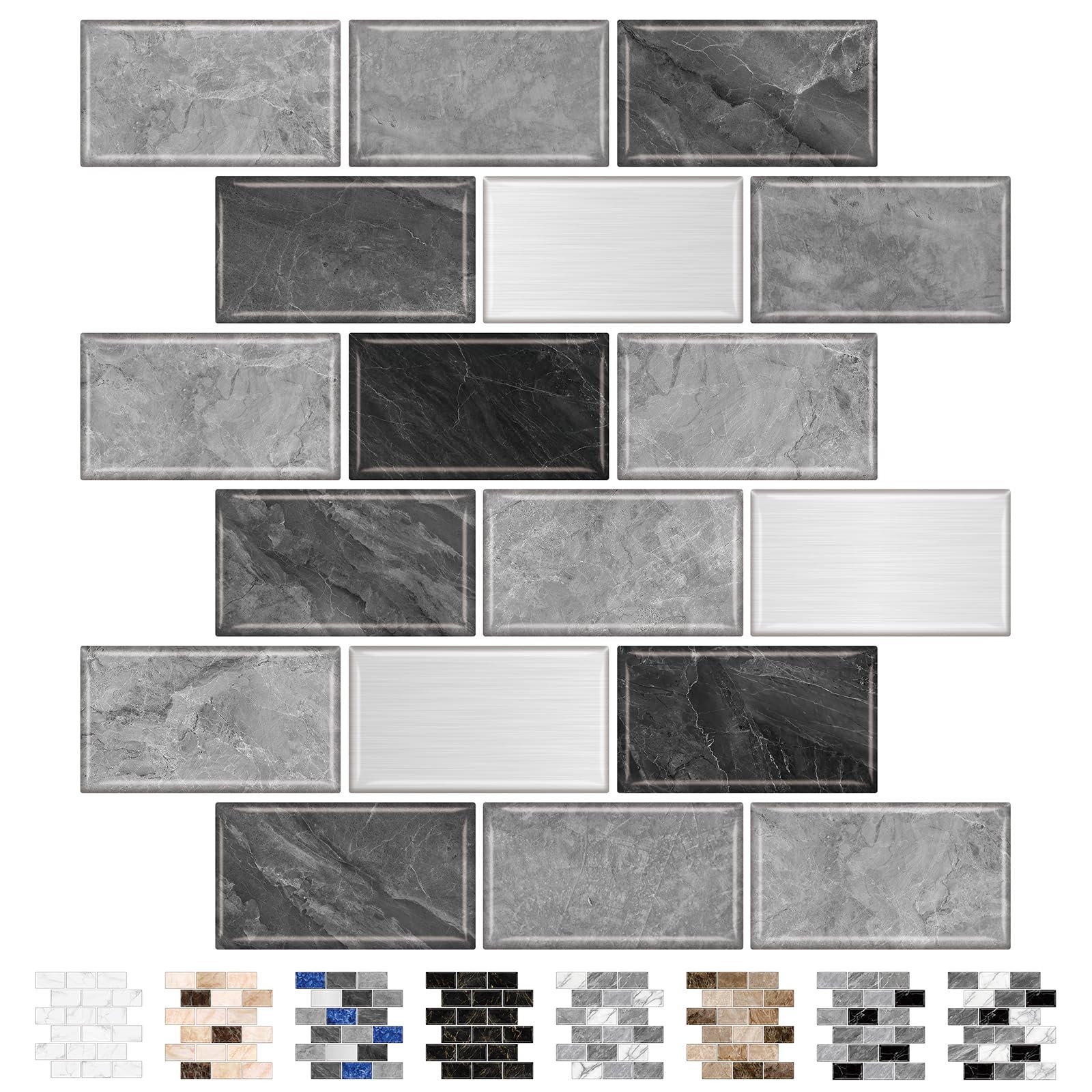 10Sheet Subway Tile Peel and Stick Backsplash for Kitchen,12"x12" Self Adhesi…