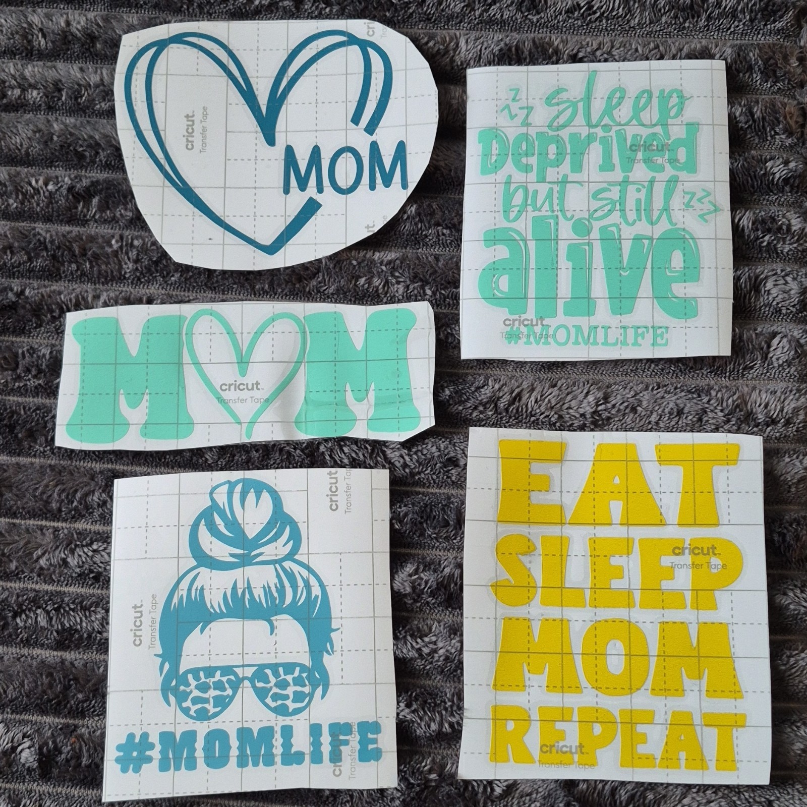 Cricut Mom Life Blue Yellow Mint Vinyl Decal Quotes Self-Adhesive for Window Car