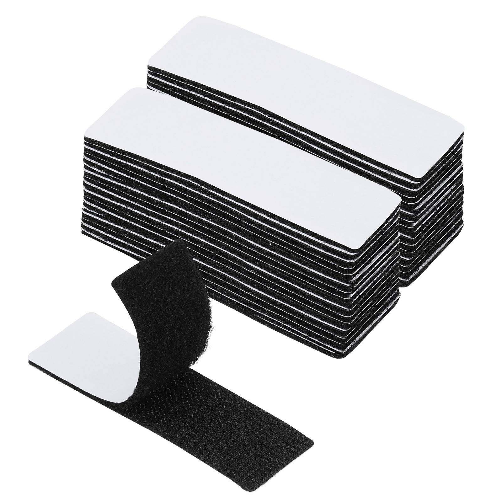 1.2×3.9 Inches Hook and Loop Dots 16 Sets Rectangle Self Adhesive Tape Black