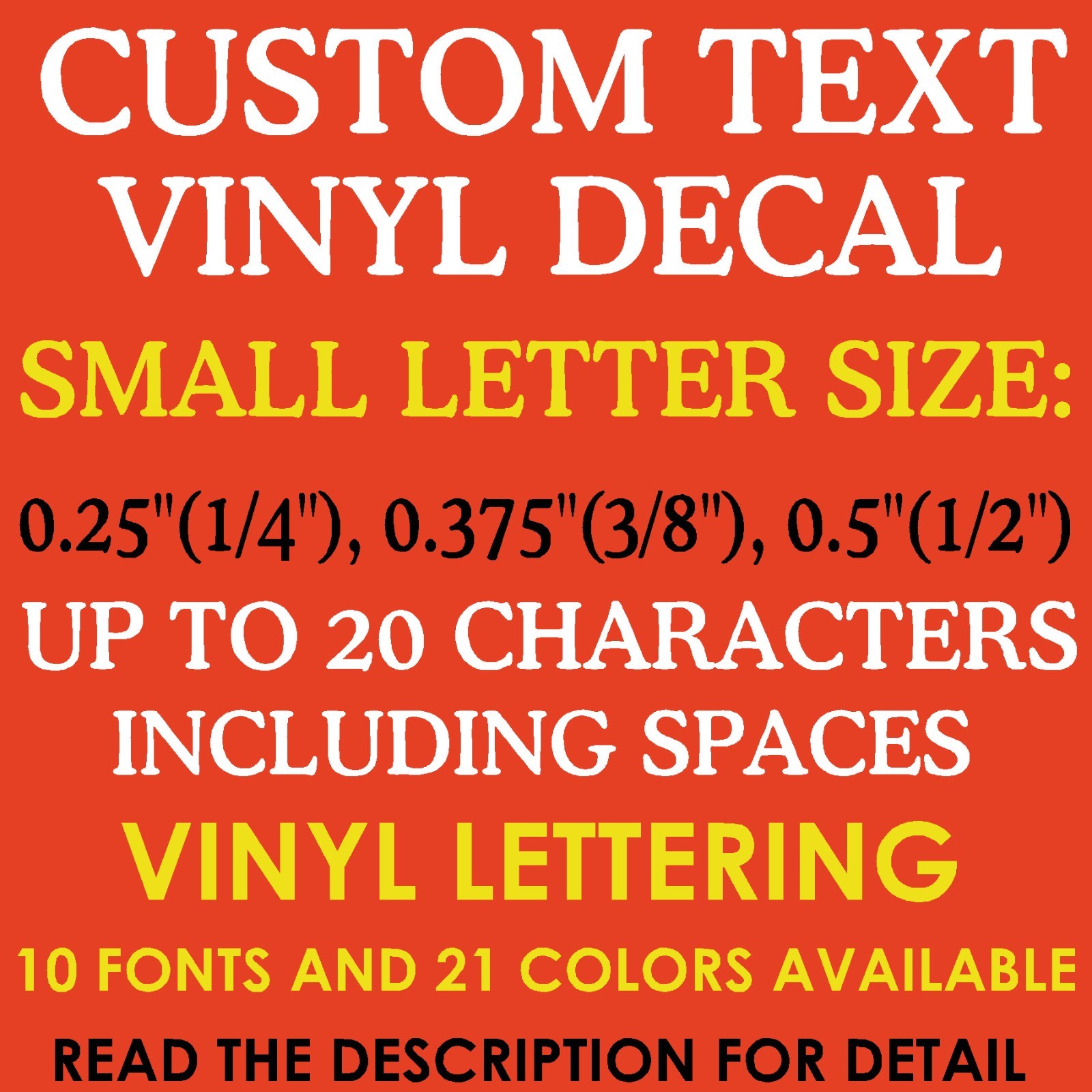 1/4" 3/8" 1/2" 0.25" 0.375" 0.5" CUSTOM Vinyl Decal Toy Model RC Name Number