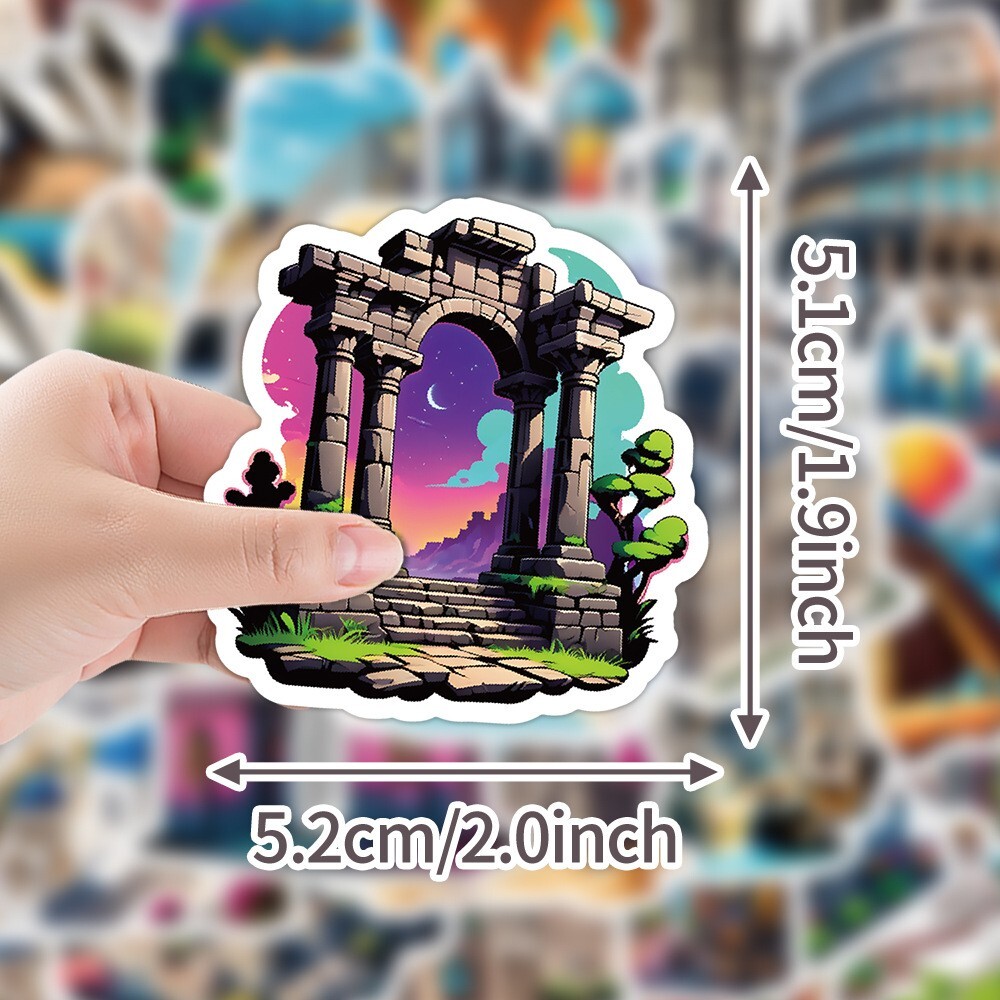 50 Pcs Stickers Iconic Landmarks Travel Trip Vacation Luggage Phone Car Fridge