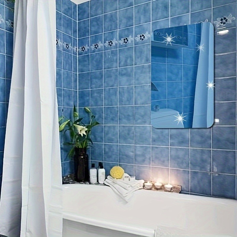 4Pcs Self Adhesive Rectangle Acrylic Mirror Sheets Flexible Wall Ornament