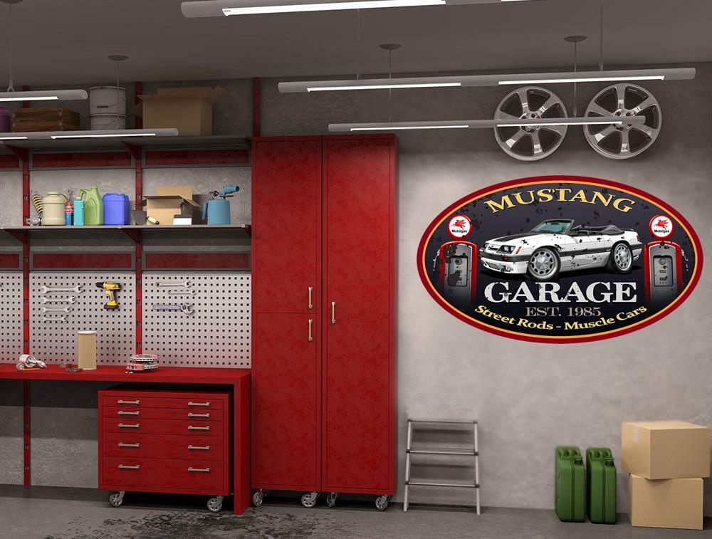 1985 1986 Ford Mustang GT 5.0 Convertible Garage Sign Wall Art Graphic Sticker