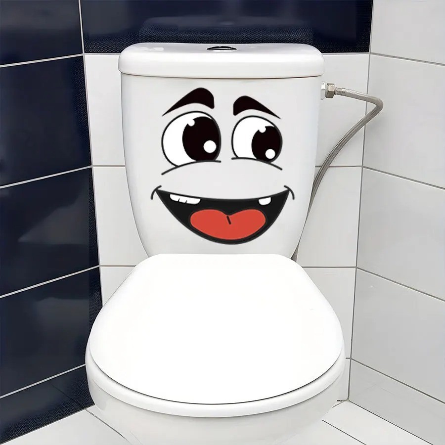 4pc Cartoon Smile Garbage Bin Decals Waterproof Vinyl Sticker Set For Kitchens