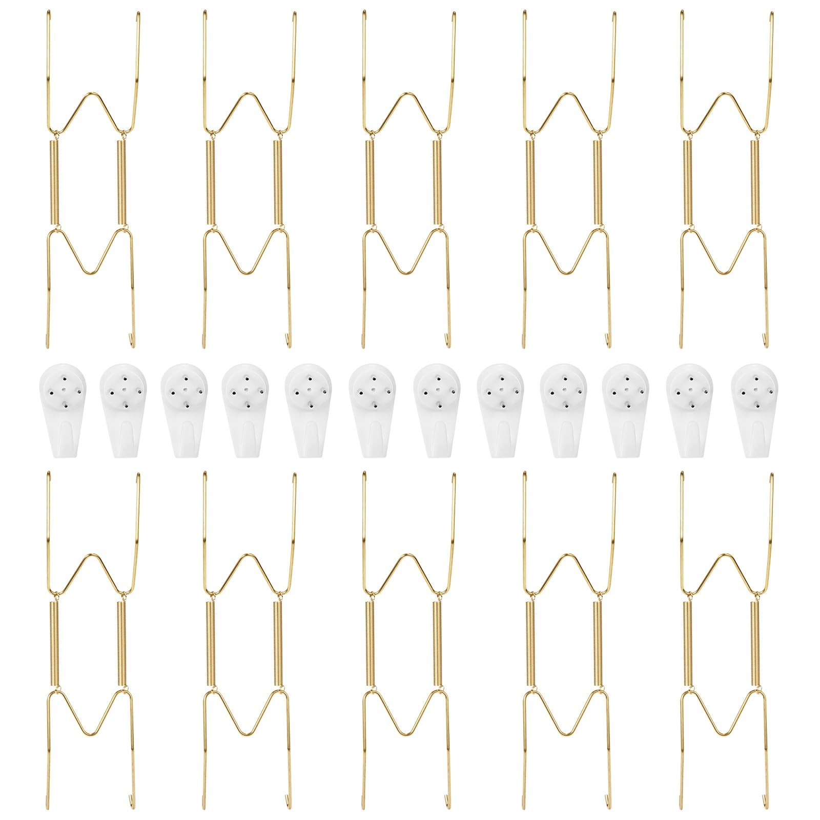 10-Pack Invisible Wall Plate Hangers, 8 Inch Brass Plate Holders with 12-Pack…