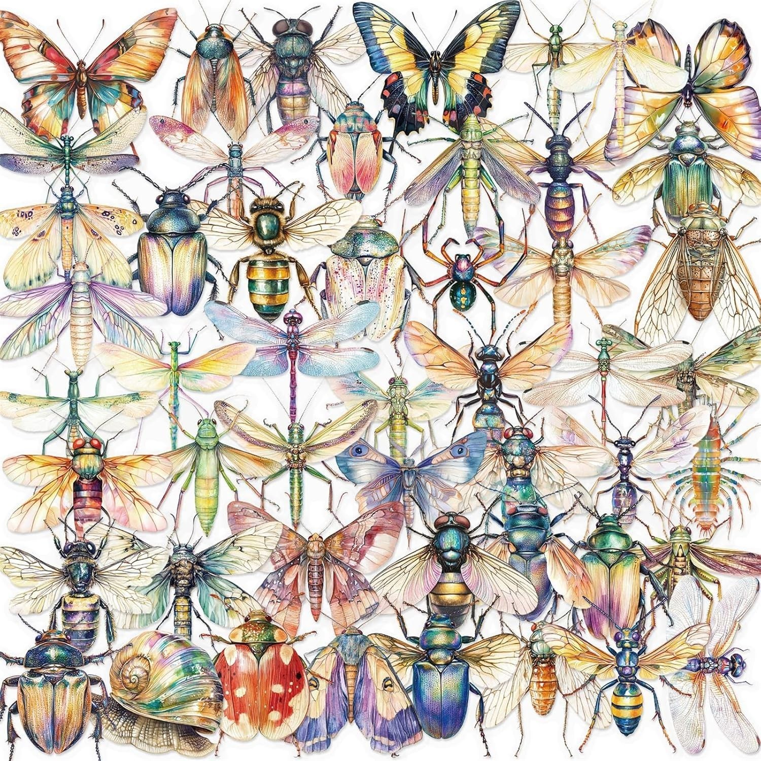 50PCS Insect Stickers PET Transparent Stickers Lifelike Insect Decals Waterproof
