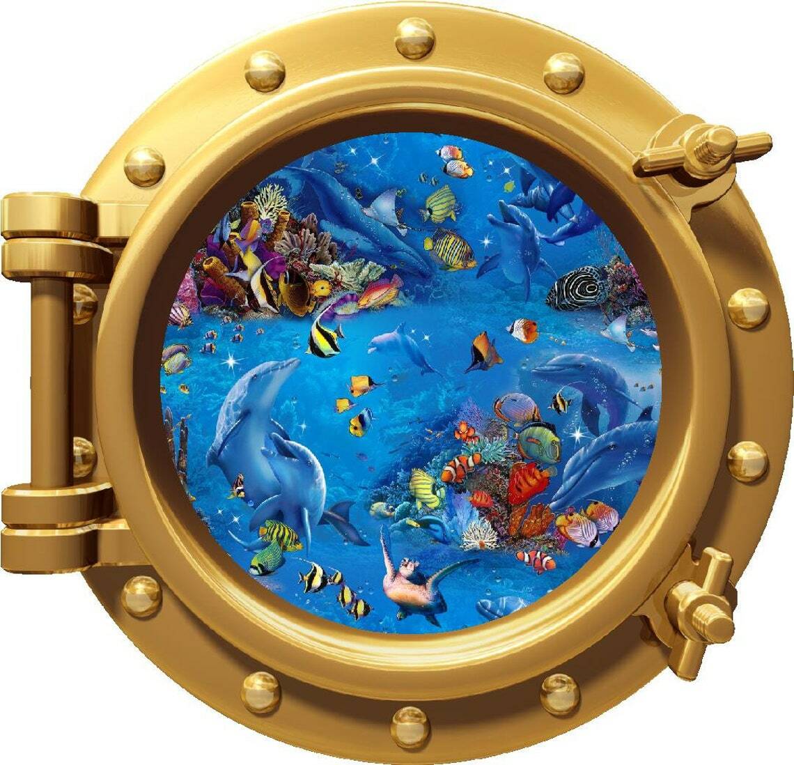 PortScape Under The Sea Fish Ocean Porthole Window Wall Decal Vinyl Wall Sticker