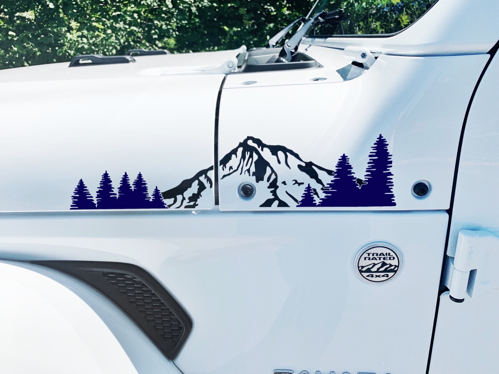 Mountain and Trees 2 Color Decal for Hood Jeep Wrangler JL & Gladiator JT 2018+