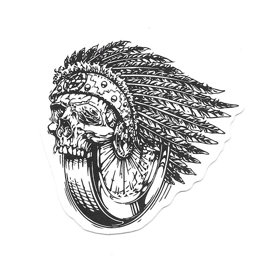 Native Headdress Skull Vinyl Sticker Die Cut Decal Biker Motorcycle Moto Art