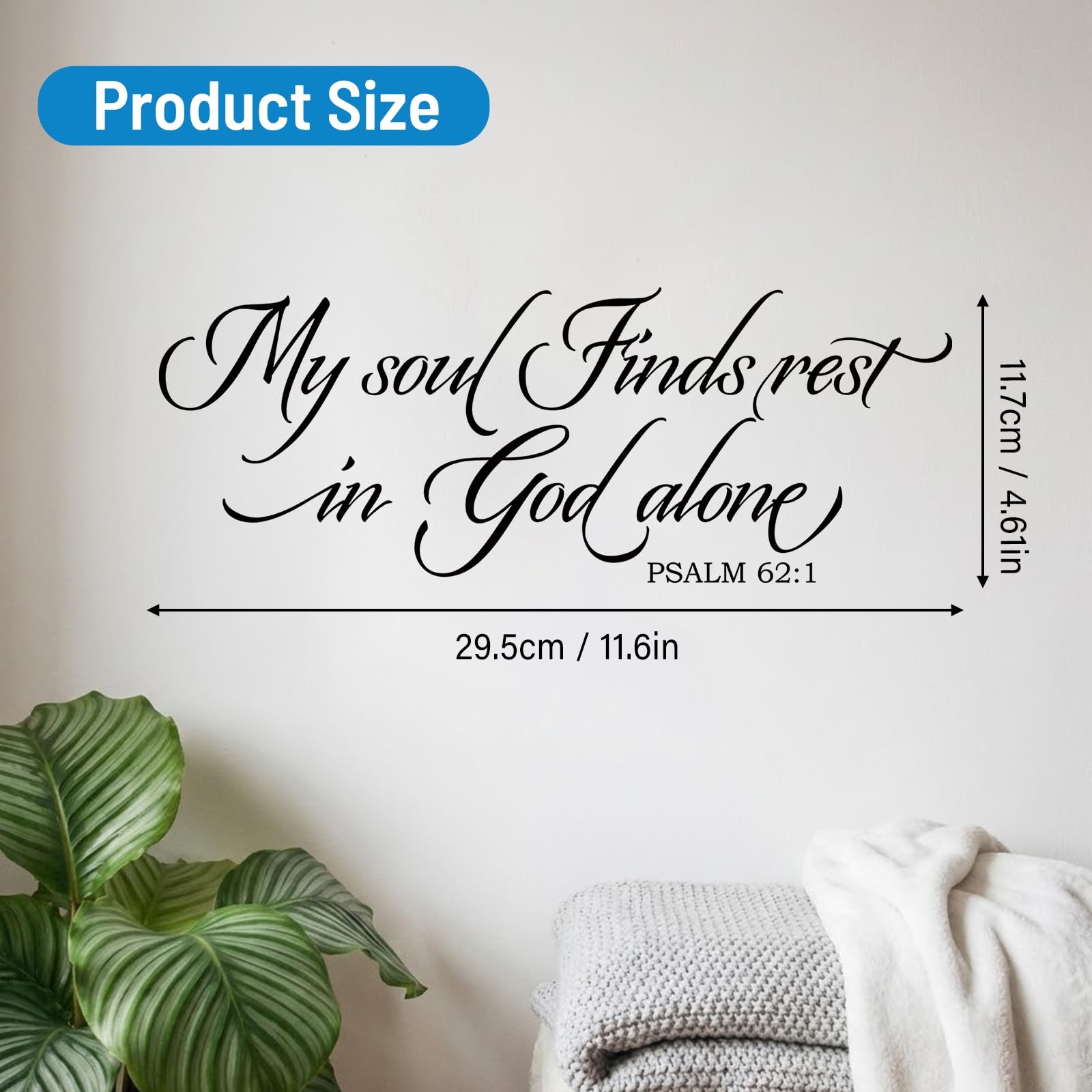 Bible Verse Wall Decal, Psalm 62:1, Black, Vinyl, Typographic, Rectangular, I…
