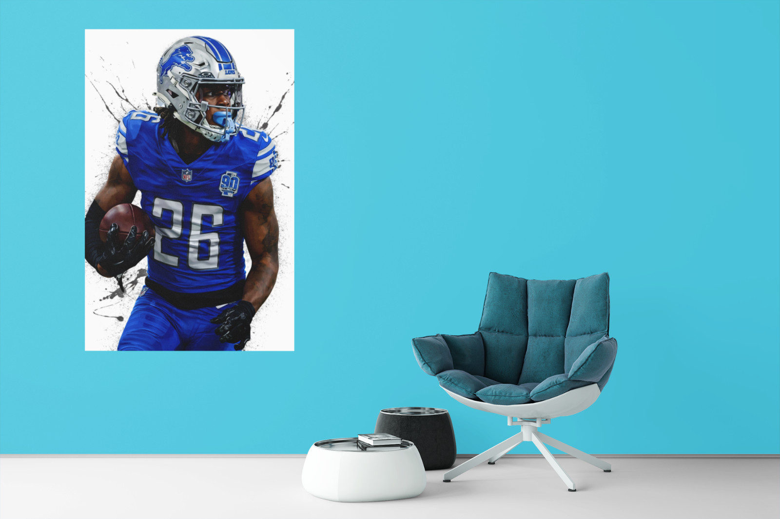 Detroit Football Running Back Wall Vinyl Decal Poster Print Removable Adhesive G