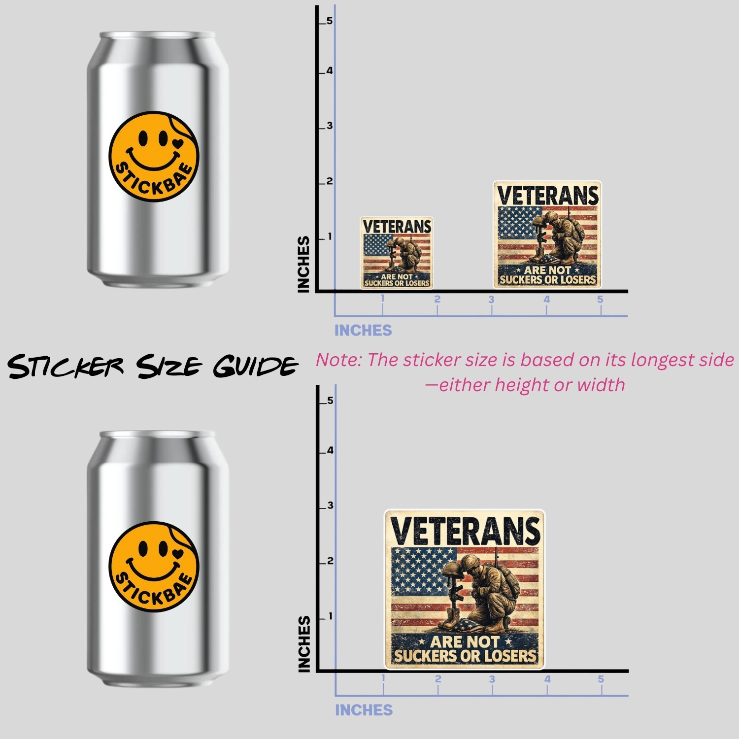 4Pcs Veterans Are Not Suckers or Losers – Political Humor Vinyl Decals, Waterpro