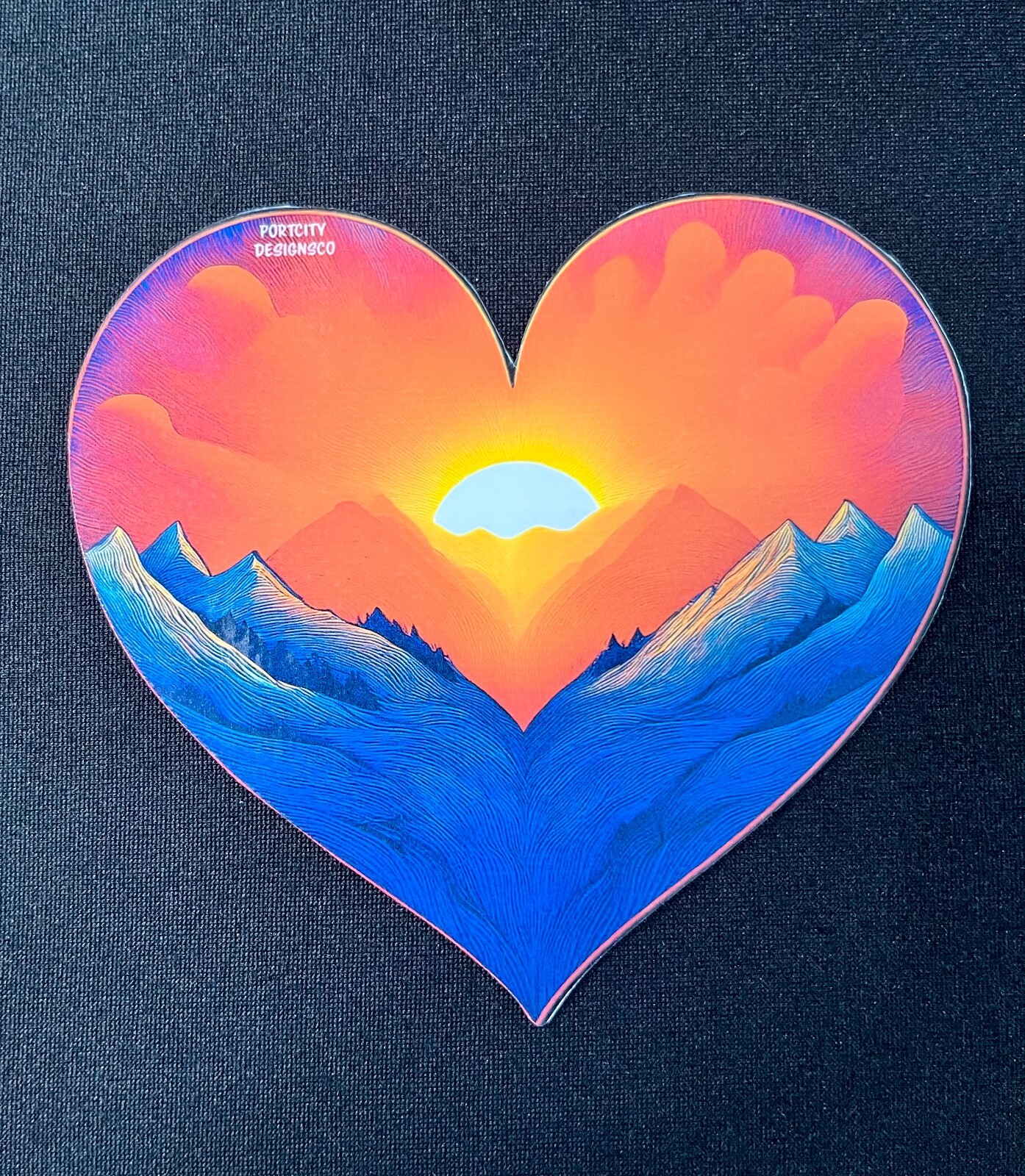 Smoky Mountains Sunrise Heart Custom Premium Vinyl Decal – Great Gift!