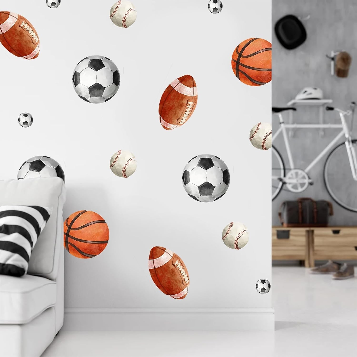 Sport Balls Wall Decals, Sports Wall Stickers, Boy Kids Athletic Decor, Socce…
