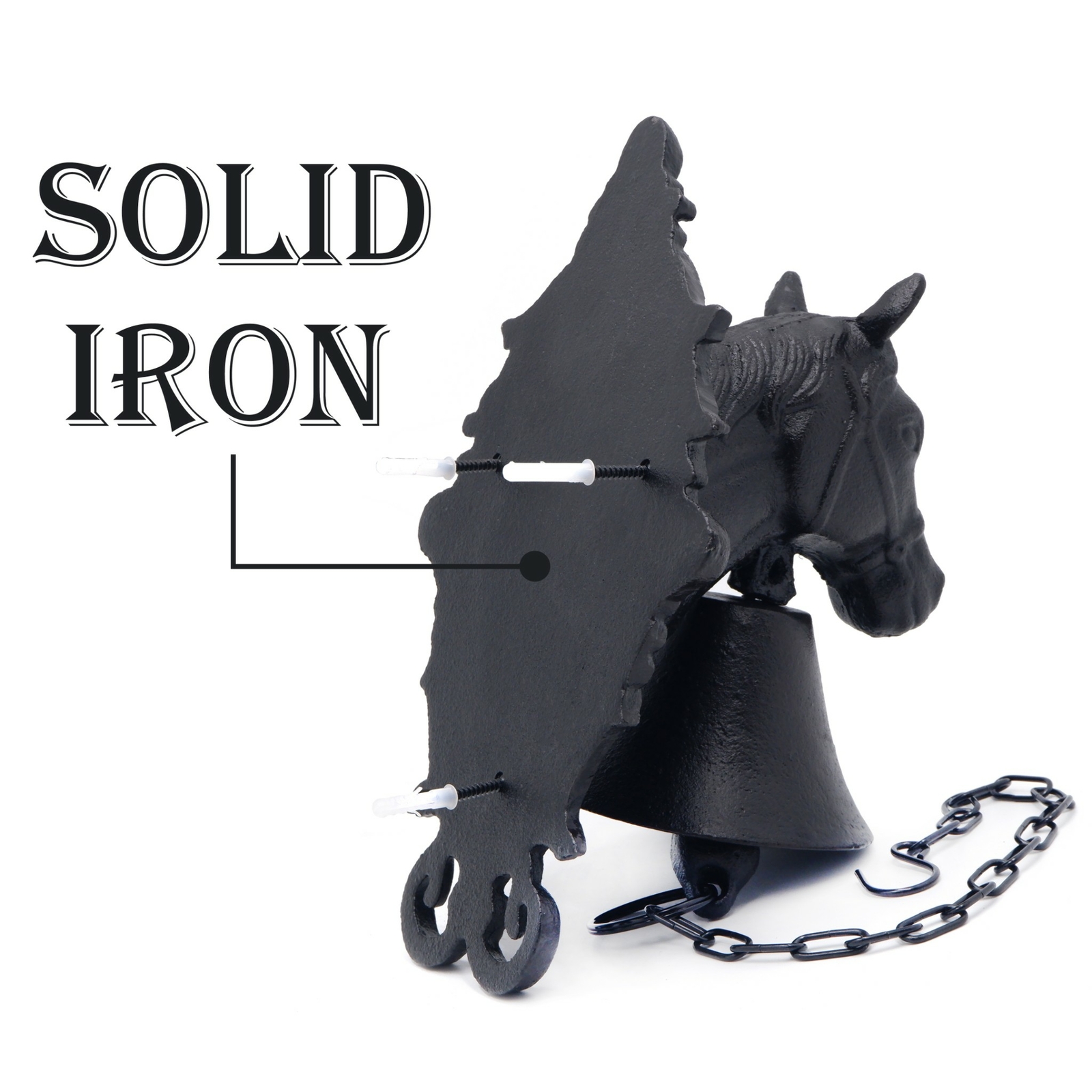 Horse Head Wall Hanging Mount Heavy Cast Solid Iron Handcrafted Antique Doorbell
