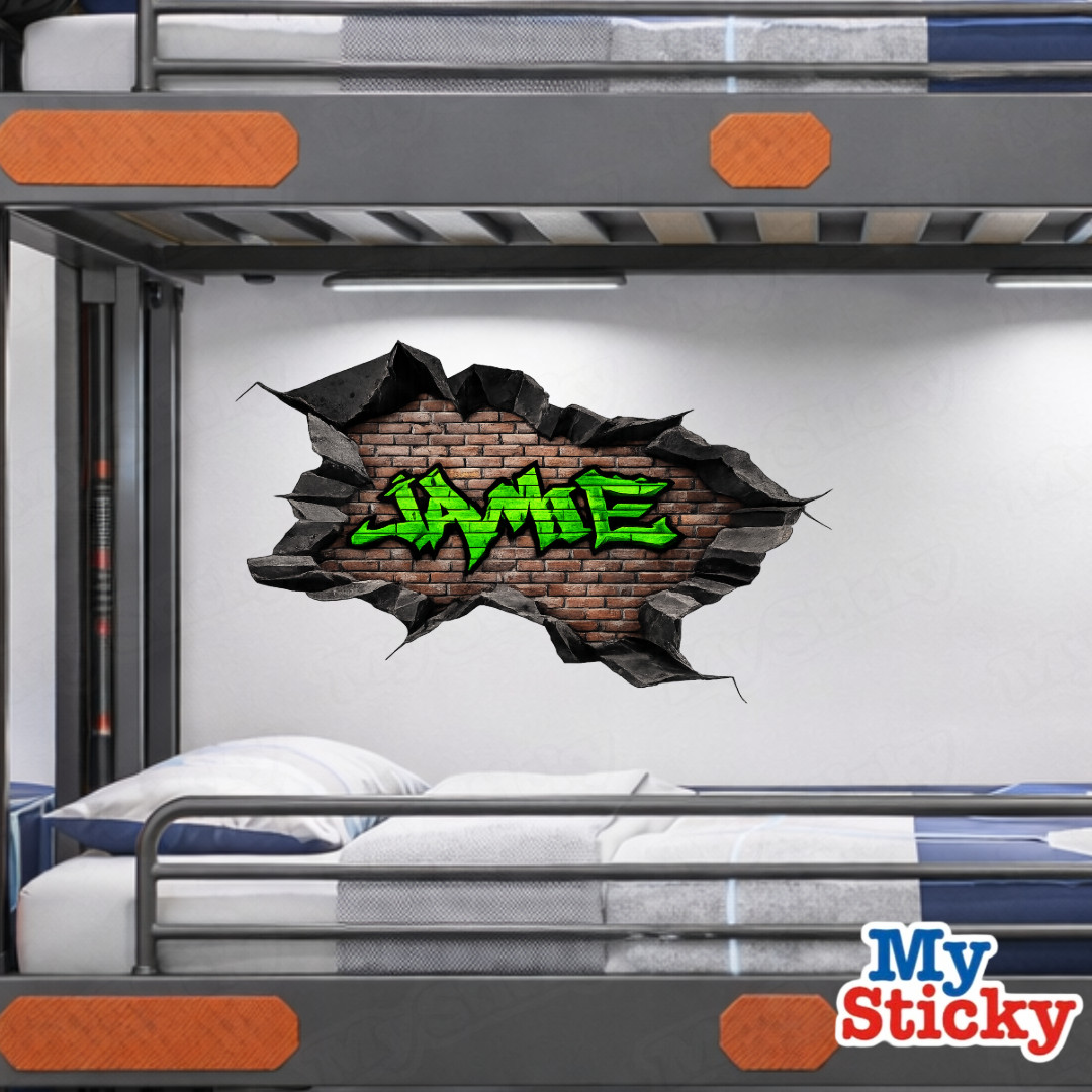 Custom Name Graffiti Brick Vinyl Wall Decal 3D Mandala Brick Scene Wall Sticker