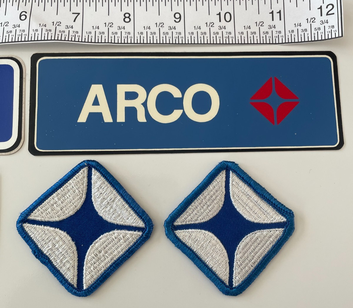 Ca 1970's ARCO Gas Logo Decals/Stickers and Embroidered Patches- Lot of (7) pcs