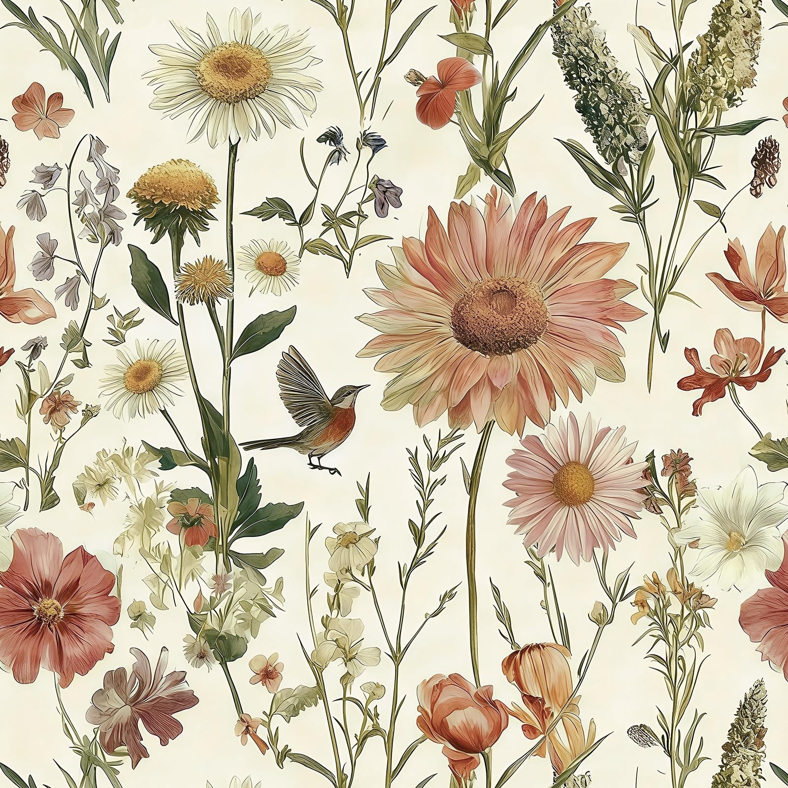 Floral Peel and Stick Wallpaper Vintage Flower Contact Paper