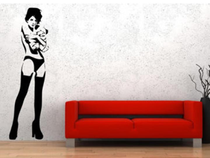 SEXY GIRL WITH TEDDY BANKSY Vinyl Wall Sticker Art Decal Words Lettering DIY