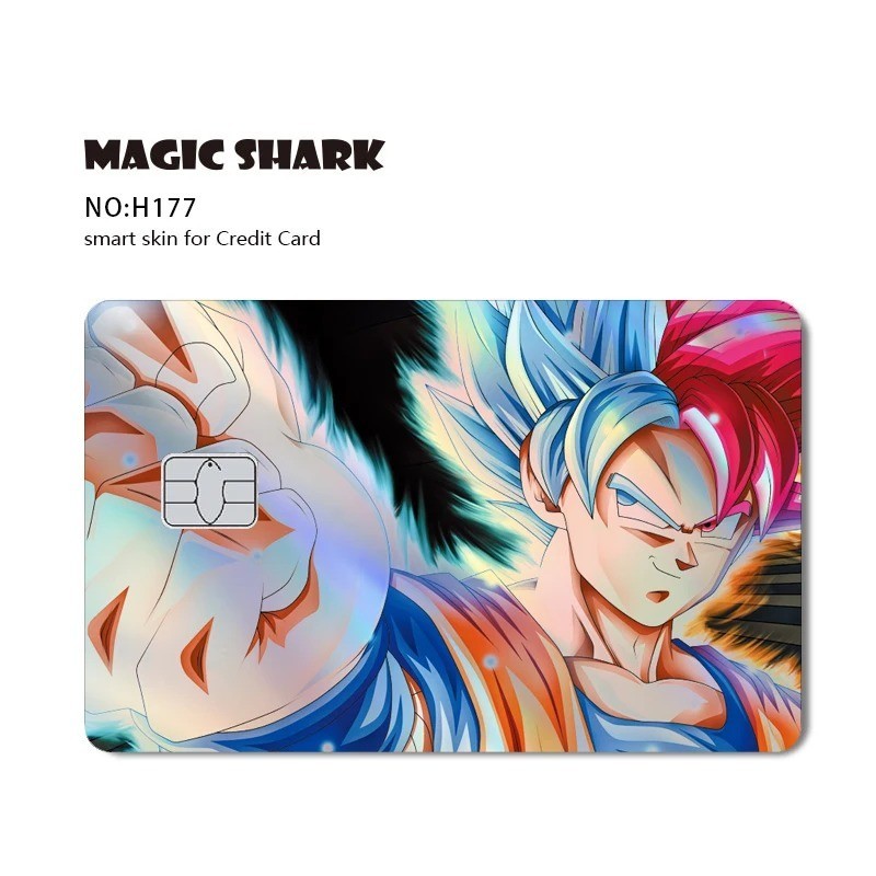 Magic Shark Holographic Credit Card Sticker Goku Vegeta Skin Cover New