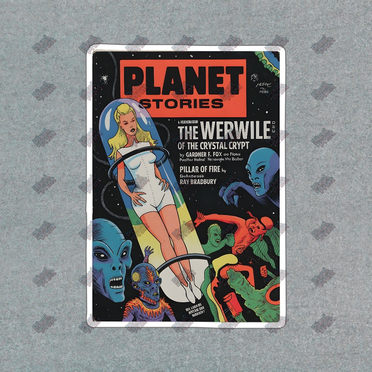 Vintage PLANET Stories Science Fiction Magazine Cover Art Retro Pulp #8401