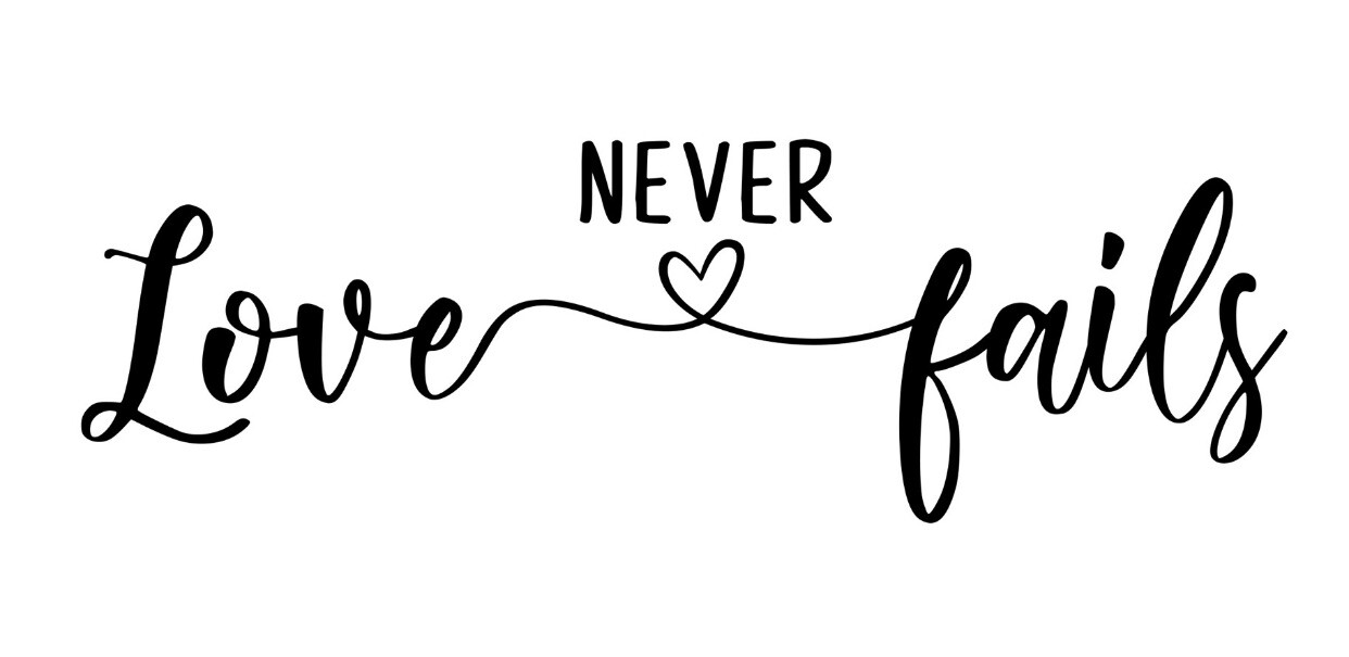Love Never Fails Super Vinyl Decal Stickers Living Bible Verse Many Colors Holy