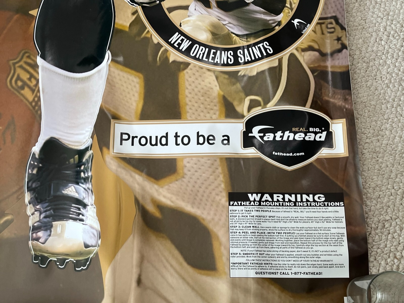 NFL Reggie Bush New Orleans Saints Fathead Wall Decal Decoration NEW, Never Used
