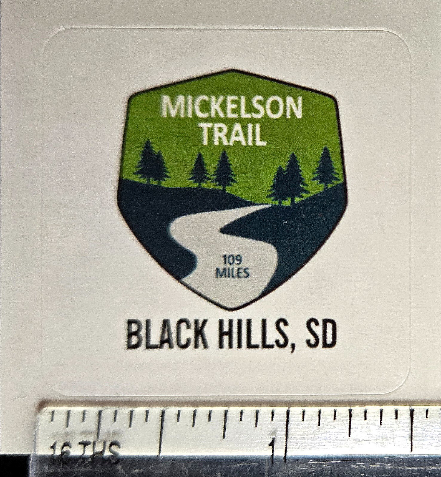 Mickelson Trail sticker – small (1.5" x 1.5") – glossy – Black Hills, SD