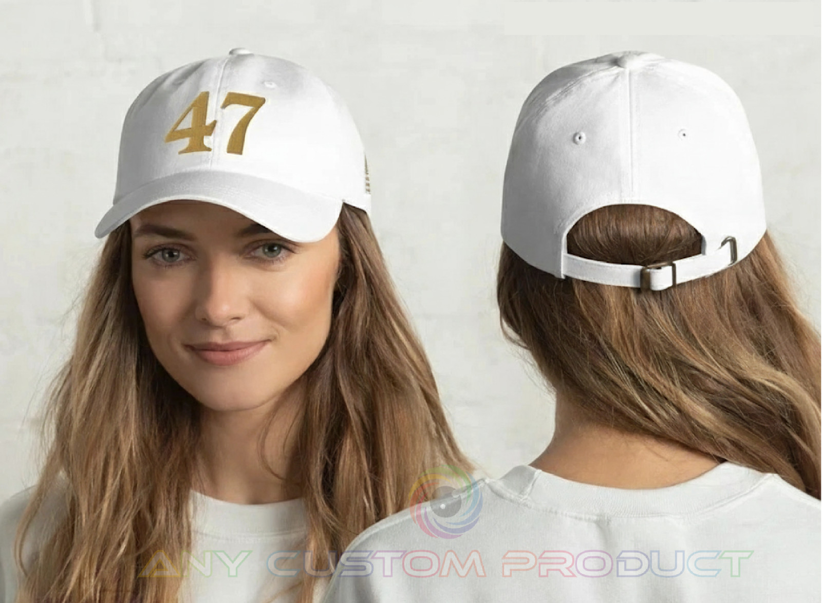47 Hat Charlie Kirk Gold White Dad Hat Trump Low Profile Hat Gold Printed – USA