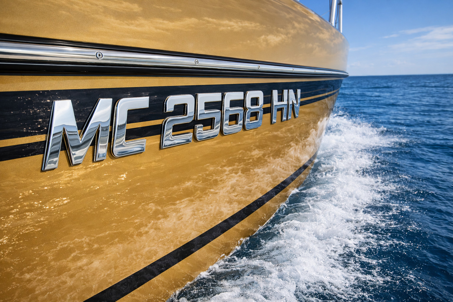 Boat and Jet Ski Registration Numbers and Letters Chrome Emblem