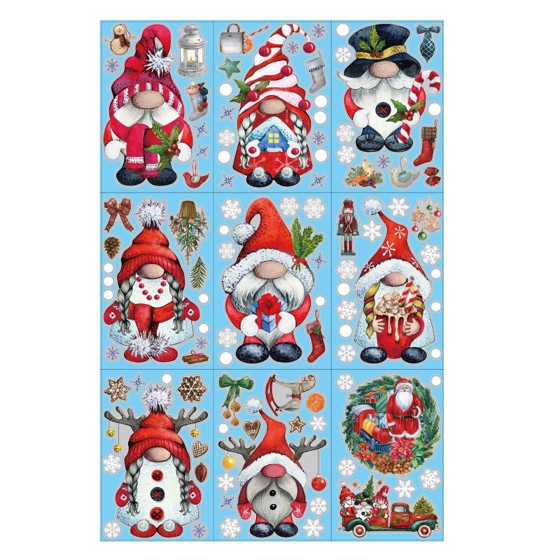 Upgrade Christmas Window Clings Decorations 9 Sheets Elves Window Stickers