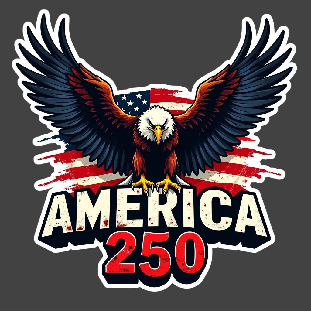 America 250 Eagle Sticker Vinyl Decal Patriotic USA Flag Freedom Graphic