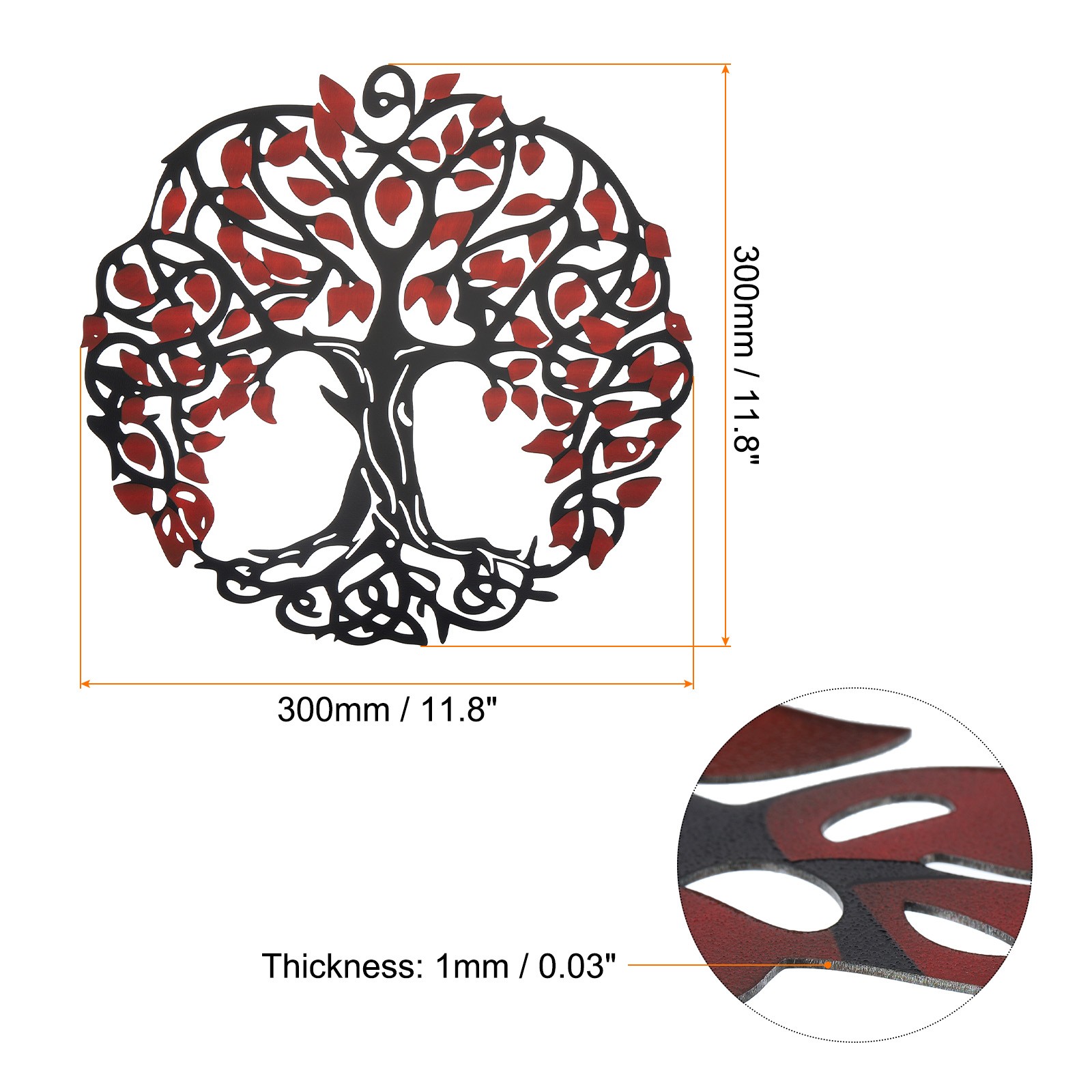 Metal Tree Wall Decor Tree of Life Wall Sculpture Decoration Red Black