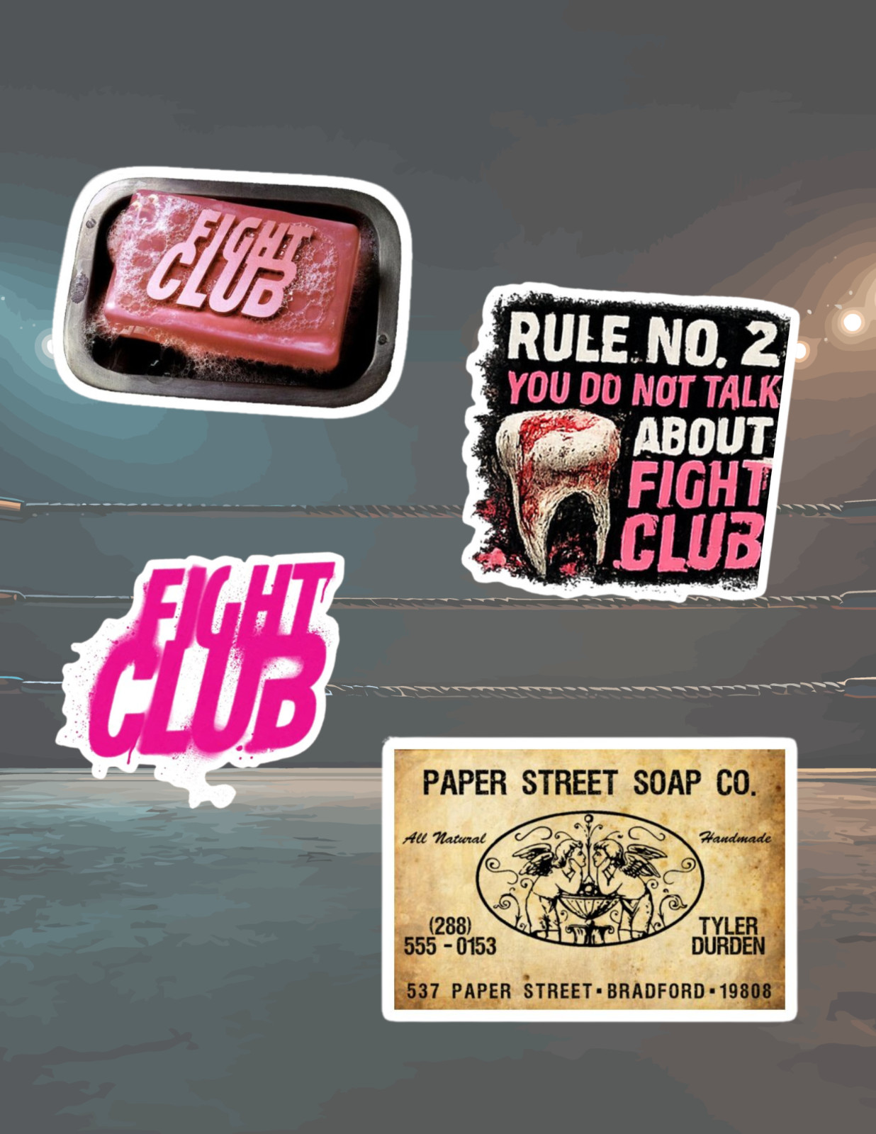 Fight Club 90's Movies 4pc Sticker Pack