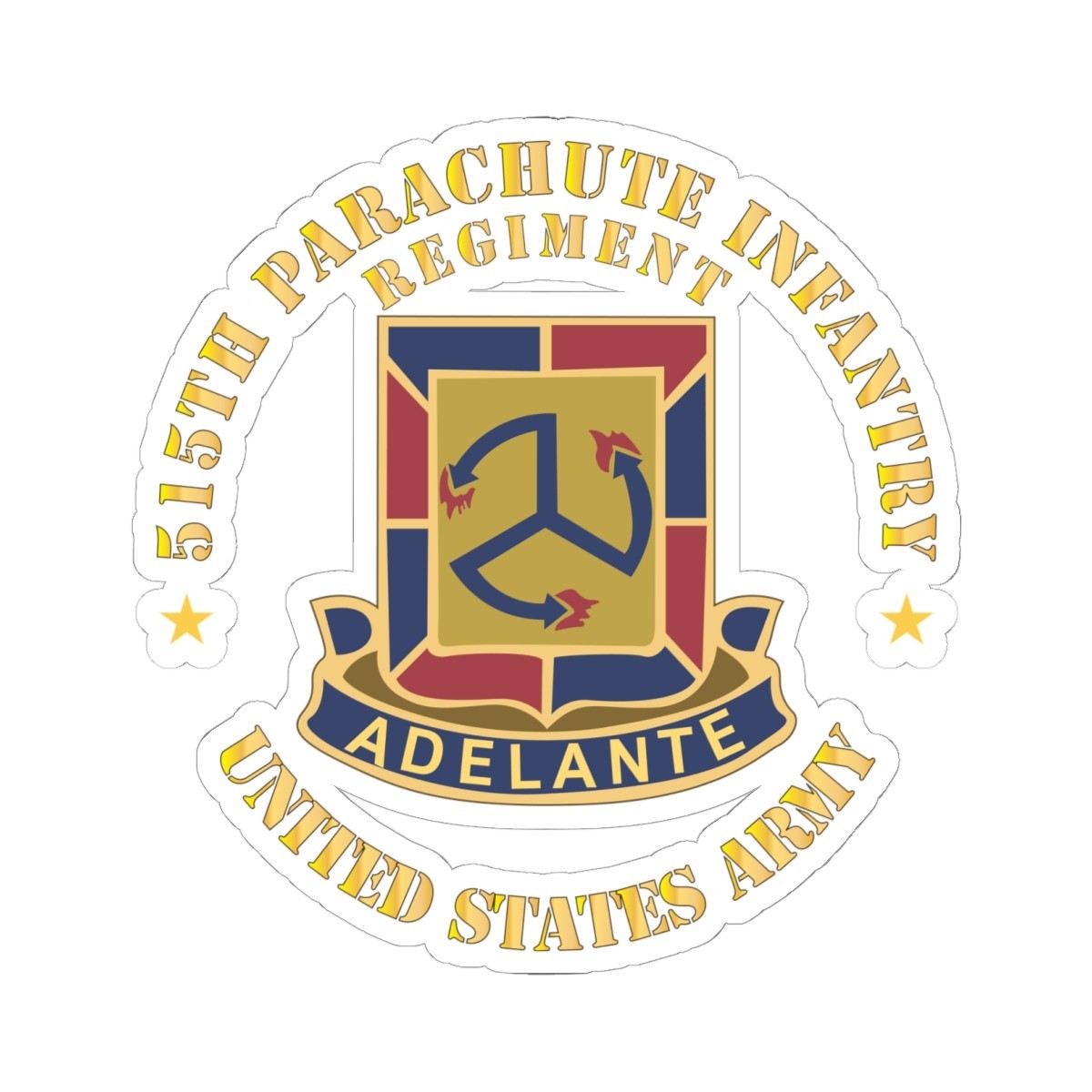 Kiss-Cut Stickers – Army – 515th Parachute Infantry Regiment – DUI – United Stat